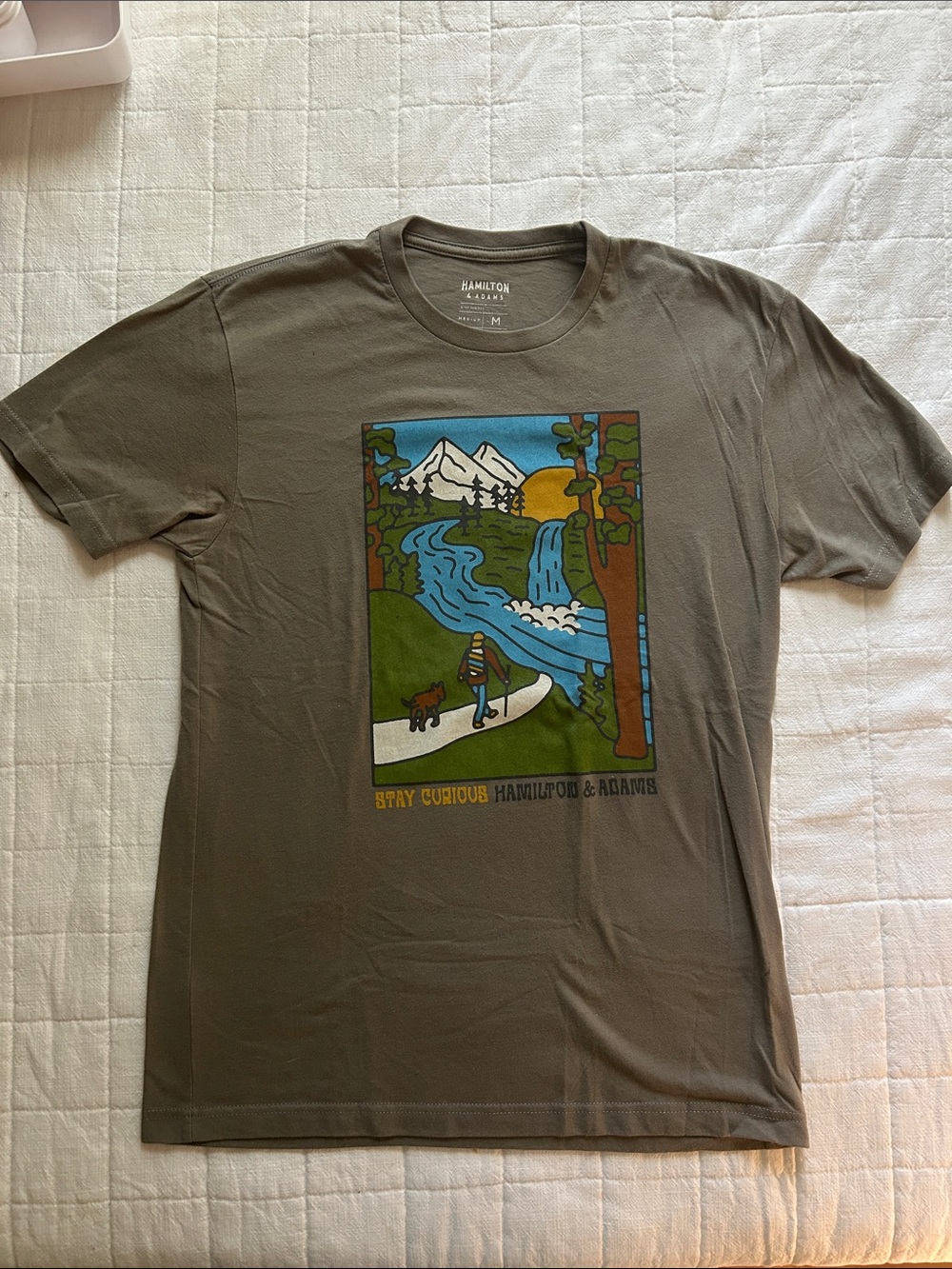Hamilton Men's Olive Green Short Sleeve Graphic Tee - Stay Curious